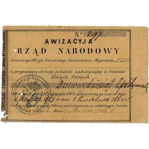awizacja Rządu Narodowego na 90 złotych. 1.03.1863, pie...