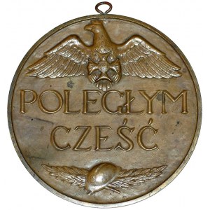 medalion Poległym Cześć 1920 r., jednostronny odlew awe...