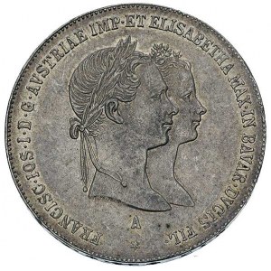 1 gulden 1854/A, Wiedeń, Aw: Popiersia Franciszka Józef...