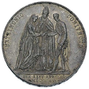 1 gulden 1854/A, Wiedeń, Aw: Popiersia Franciszka Józef...
