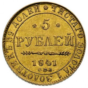 5 rubli 1841, Petersburg, Bitkin 18, Fr. 155, złoto 6.5...