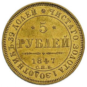 5 rubli 1847, Petersburg, Bitkin 29, Fr. 155, złoto 6.5...