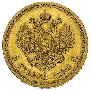 5 rubli 1890, Petersburg, Bitkin 35, Fr. 168, złoto 6.4...