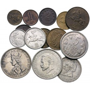 zestaw monet Litwy (w tym 6 srebrnych): 10 litu 1936, 1...
