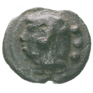 quadrans 225-217 pne, Aw: Głowa młodego Heraklesa w lew...