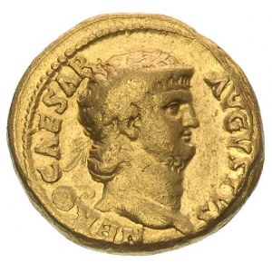 Neron 54-68, aureus, Aw: Popiersie w prawo i napis w ot...