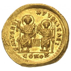 Teodozjusz II 402-450, solidus, Konstantynopol, Aw: Pop...