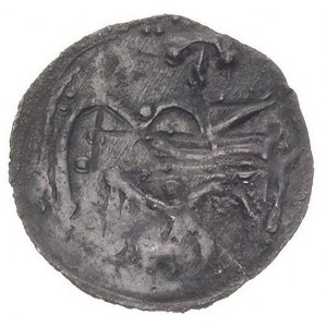denar około 1195-1200, Aw: Jeździec zwrócony w prawo. R...