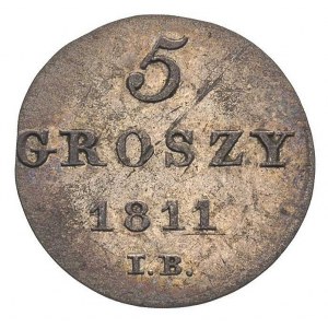 5 groszy 1811, Warszawa, litery I B, przebitka na 1/24 ...
