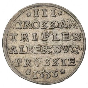 trojak 1535, Królewiec, na awersie PRVSS, Bahr. 1150, N...