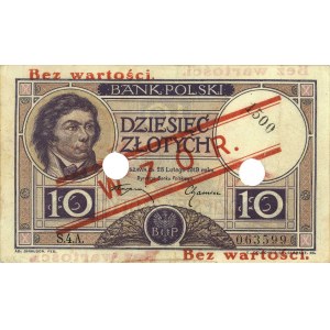 10 złotych 28.02.1919, S.4.A. 063599, WZÓR, dwukrotnie ...