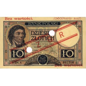 10 złotych 15.07.1924, II EM. A, WZÓR, dwukrotnie perfo...