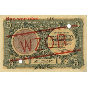 5 złotych 01.05.1925, WZÓR, dwukrotnie perforowany, Mił...