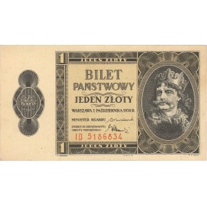 1 złoty 1.10.1938, seria I D, Miłczak 78b