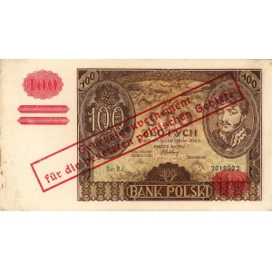 100 złotych 9.11.1934, nadruk w języku niemieckim, Miłc...