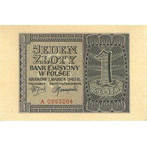 1 złoty 1.03.1940, seria A, Miłczak 91