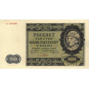 500 złotych 1.03.1940 seria B, Miłczak 98a