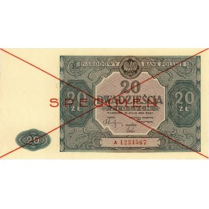 20 złotych 15.05.1946, seria A, SPECIMEN, Miłczak 127a