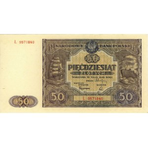 50 złotych 15.05.1946, seria Ł, Miłczak 128b