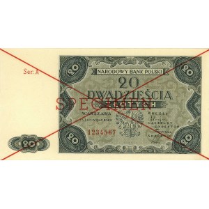 20 złotych 15.07.1947, seria A, SPECIMEN, Miłczak 130