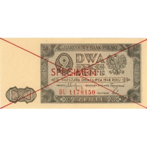 2 złote 1.07.1948, seria BU 1178150, SPECIMEN, Miłczak ...