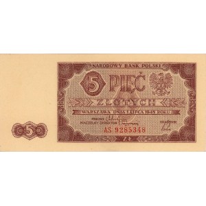 5 złotych 1.07.1948, seria AS, Miłczak 135b