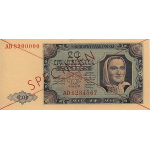 20 złotych 1.07.1948, seria AD 1234567, AD 8900000, SPE...