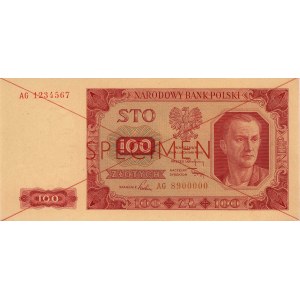 100 złotych 1.07.1948, seria AG 1234567, AG 8900000, SP...