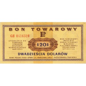 20 dolarów 1.10.1969, seria GH, Miłczak B21b