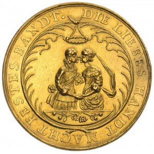 medal zaślubinowy autorstwa Jana Buchheima, Aw: Całując...