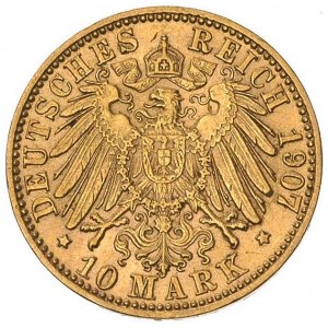 Fryderyk III 1907-1918, 10 marek 1907/G, Karlsruhe, J. ...