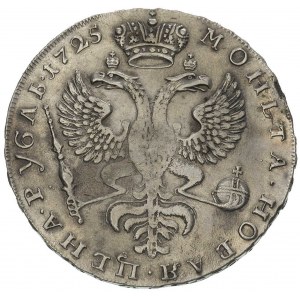 rubel 1725, Moskwa, Aw: Popiersie i napis, Rw: Orzeł i ...