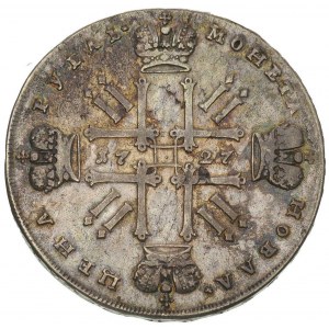 rubel 1727, Moskwa, Aw: Popiersie i napis, Rw: Monogram...