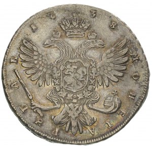 rubel 1738, Petersburg, Aw: Popiersie i napis, Rw: Orze...