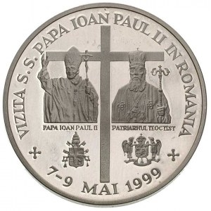 zestaw monet z Janem Pawłem II, 1999 rok: 1.000 lei śre...