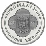 zestaw monet z Janem Pawłem II, 1999 rok: 1.000 lei śre...