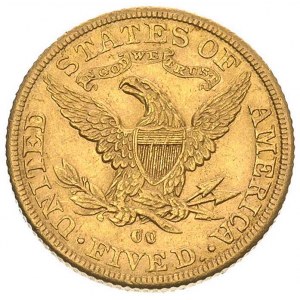 5 dolarów 1891/CC, Carson City, Fr. 146, złoto, 8.33 g,...