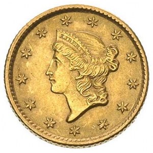 1 dolar 1853, Filadelfia, Fr. 84, złoto, 1.64 g, rzadki