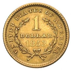 1 dolar 1853, Filadelfia, Fr. 84, złoto, 1.64 g, rzadki