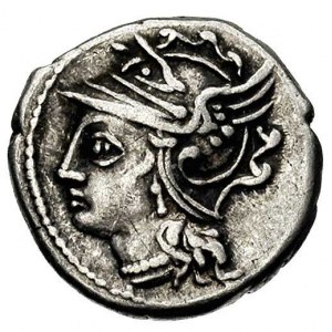 C. Coelius Caldus ok. 104 pne, denar, Aw: Głowa Romy w ...