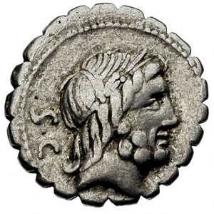 Q. Antonius Balbus 83-82 pne, denar serratus, Aw: Głowa...