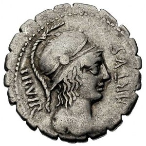 Mn. Aquillius Mn, ok. 71 pne, denar serratus, Aw: Popie...