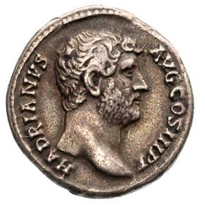 Hadrian 117-138, denar, Aw: Popiersie w prawo i napis, ...