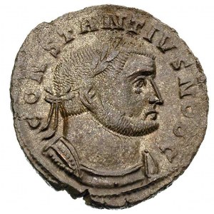Konstancjusz I 293-306, follis, Lyon, Aw: Popiersie w w...