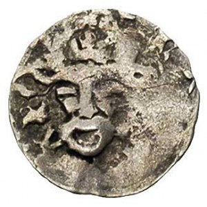 denar, Poznań ok. 1360. Aw: Orzeł w koronie, napis ..E....