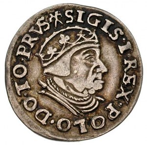 trojak 1539, Gdańsk, końcówka napisu PRVS, korona bez k...