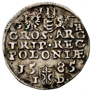trojak 1585, Olkusz, odmiana z literami G-H obok Orła i...