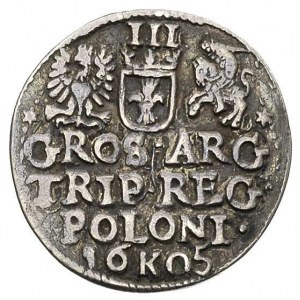 trojak 1605, Kraków, litera K na rewersie, patyna