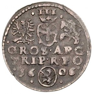 trojak 1606, Kraków, odmiana z literą C pod popiersiem ...