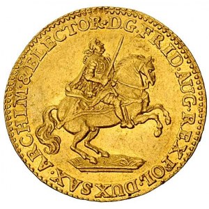 dukat wikariacki 1742, Drezno, Aw: Król na koniu, Rw: T...